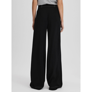 REISS KYLIE Contrast Stitch High Rise Wide Leg Trousers